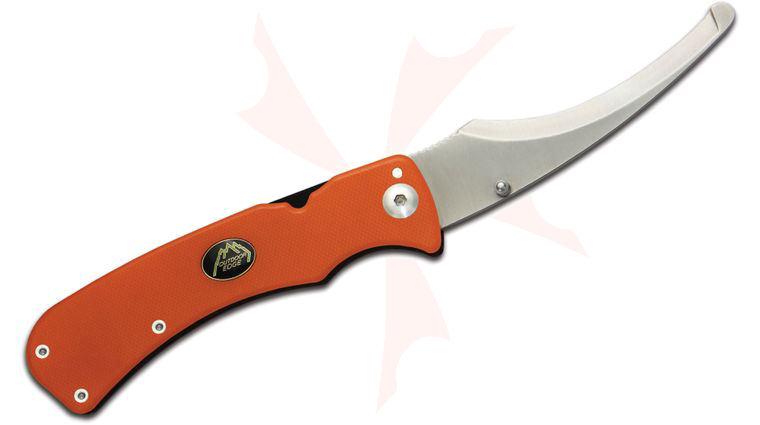Outdoor Edge Zip-Pro Folding Gutting Knife 3-1/2 inch 7Cr17MoV Blade, Orange G10 Handles