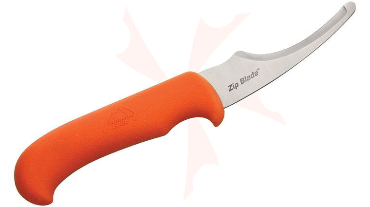 Outdoor Edge Zip-Blade Hunting Knife Fixed 4 inch Gutting Blade, Orange TPR Handles, Black Nylon Sheath