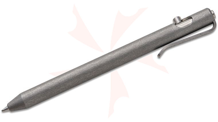 OZ Machine Company  inchLittle John inch Gray Washed Smooth Body Titanium Pen, 4.25 inch Overall