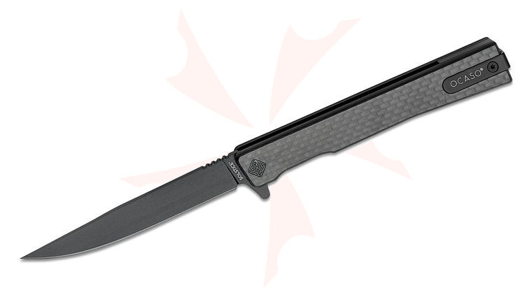 Ocaso Knives Demko 10CFS Solstice Executive Flipper Knife 3.5 inch S35VN Black Drop Point Blade, Carbon Fiber Handles