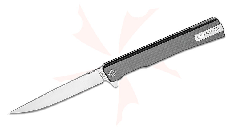 Ocaso Knives Demko 10CFS Solstice Executive Flipper Knife 3.5 inch S35VN Satin Drop Point Blade, Carbon Fiber Handles