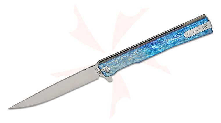 Ocaso Knives Demko 10DBS Solstice Executive Flipper Knife 3.5 inch S35VN Satin Drop Point Blade,  inchEntropic inch Anodized Titanium Handles