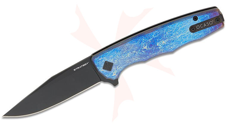 Ocaso Knives 29TAB The Strategy Liner Lock Flipper Knife 3.5 inch S35VN Black PVD Clip Point Blade, Entropic Anodized Titanium Handles