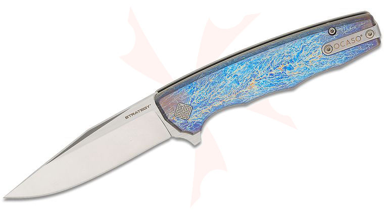 Ocaso Knives 29TAS The Strategy Liner Lock Flipper Knife 3.5 inch S35VN Satin Clip Point Blade, Entropic Anodized Titanium Handles