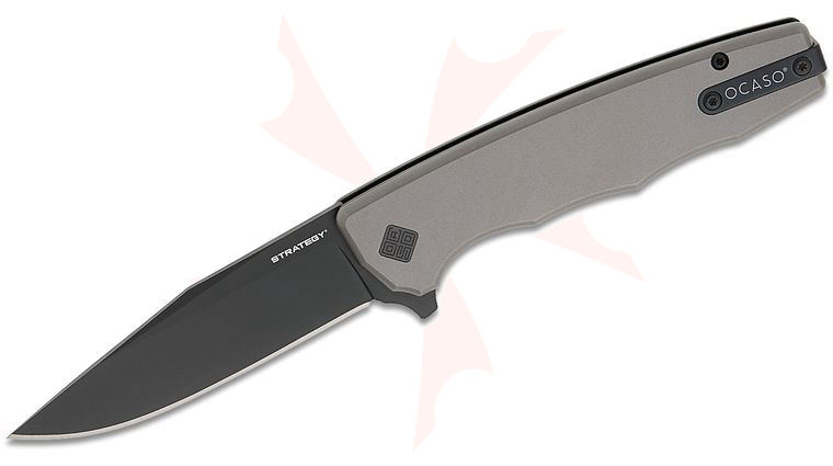 Ocaso Knives 29TIB The Strategy Liner Lock Flipper Knife 3.5 inch S35VN Black PVD Clip Point Blade, Blasted Titanium Handles