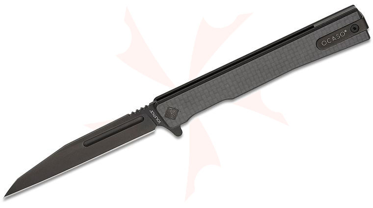 Ocaso Knives Demko 8WFB Solstice Wharncliffe Executive Liner Lock Flipper Knife 3.3 inch S35VN Black Wharncliffe Blade, Carbon Fiber Handles