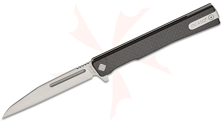 Ocaso Knives Demko 8WFS Solstice Wharncliffe Executive Liner Lock Flipper Knife 3.3 inch S35VN Satin Wharncliffe Blade, Carbon Fiber Handles