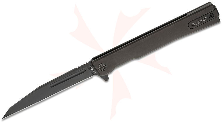 Ocaso Knives Demko 8WTB Solstice Wharncliffe Executive Liner Lock Flipper Knife 3.3 inch S35VN Black PVD Wharncliffe Blade, Black Titanium Handles