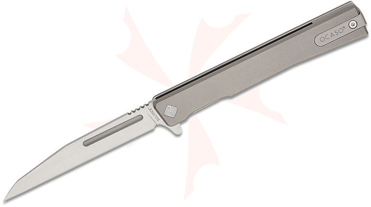 Ocaso Knives Demko 8WTS Solstice Wharncliffe Executive Liner Lock Flipper Knife 3.3 inch S35VN Satin Wharncliffe Blade, Gray Titanium Handles