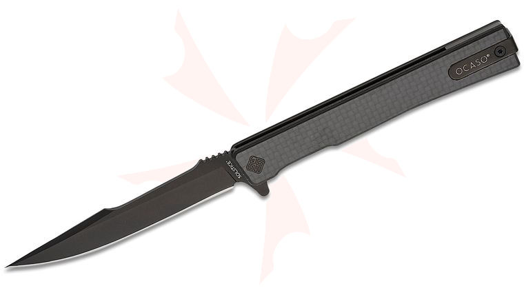 Ocaso Knives Demko 9HFB Solstice Harpoon Executive Liner Lock Flipper Knife 3.5 inch S35VN Black Harpoon Blade, Carbon Fiber Handles