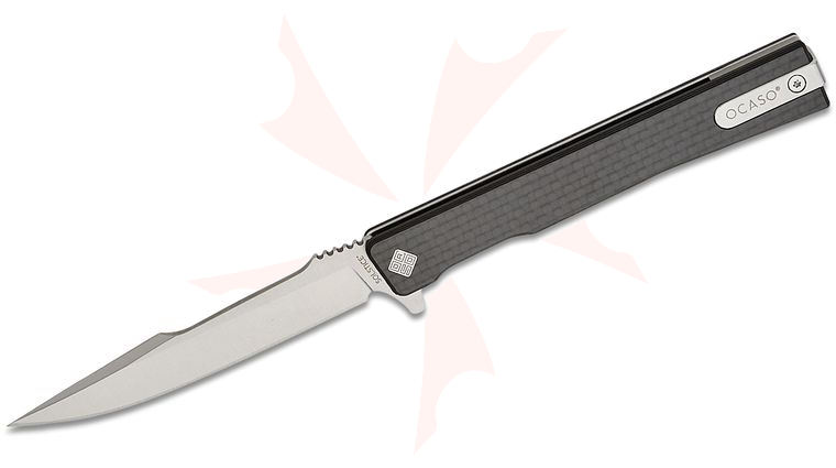 Ocaso Knives Demko 9HFS Solstice Harpoon Executive Liner Lock Flipper Knife 3.5 inch S35VN Satin Harpoon Blade, Carbon Fiber Handles