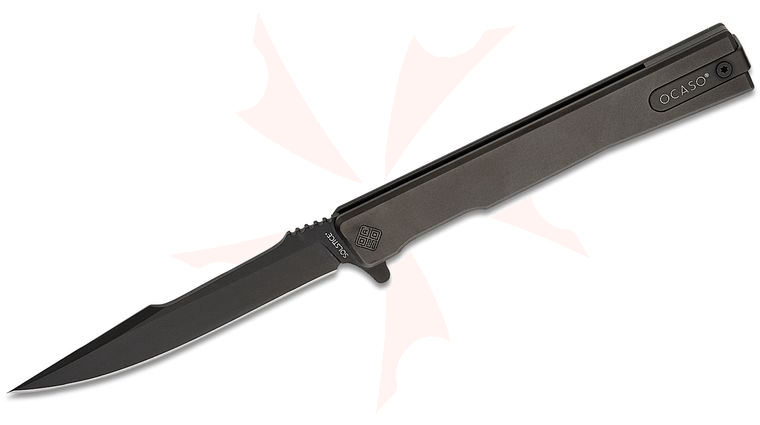 Ocaso Knives Demko 9HTB Solstice Harpoon Executive Liner Lock Flipper Knife 3.5 inch S35VN Black Harpoon Blade, Black Titanium Handles