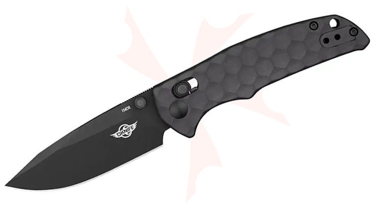Oknife Rubato 3 Rail Lock Folding Knife 2.96 inch 154CM Black Drop Point Blade, Textured Gunmetal Gray Aluminum Handles