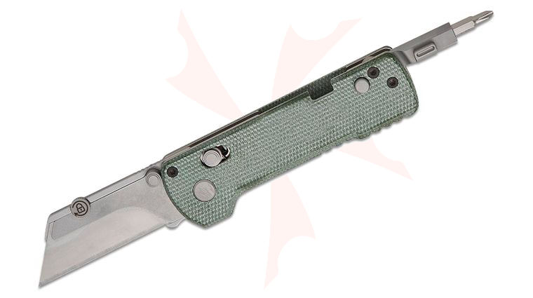 Oknife U1 Pro Multifunction Folding Utility Knife 2.24 inch SK5 Razor Blade, Green Canvas Micarta Handles with Folding Screwdriver
