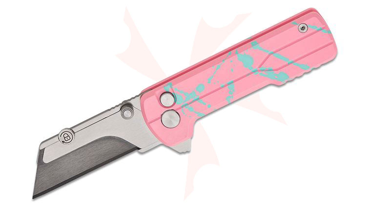Oknife U1 Ultra Folding Utility Knife 2.36 inch Zirconium Oxide Ceramic Razor Blade, Zombie Pink OAL Aluminum Handles