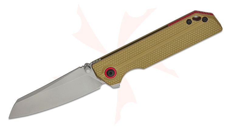 Oknife Ken Onion XEN-OAL Lightweight Flipper Knife 3.16 inch CPM-S45VN Stonewashed Modified Sheepsfoot Blade, Olive Green OAL Super Aluminum Handles