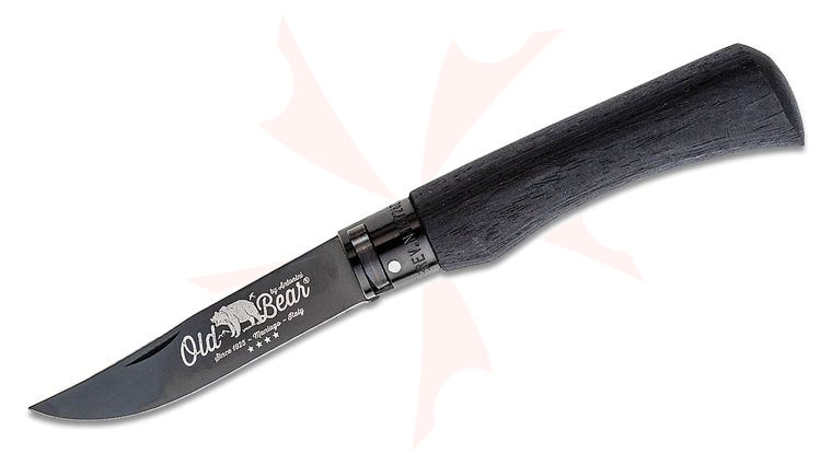 Old Bear Classical XL Total Black 9303/23_MNN Folding Knife 3.875 inch Stainless Steel Black Blade, Black Laminated Wood Handle