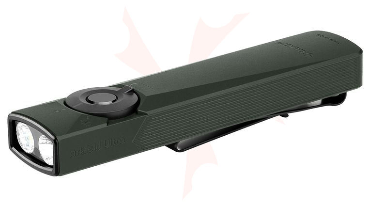 Olight Arkfeld Ultra Rechargeable Cool White LED Flat Flashlight, Olive Gray OAL, 1400 Max Lumens
