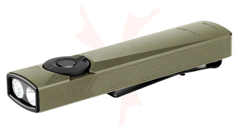 Olight Arkfeld Ultra Rechargeable Neutral White LED Flat Flashlight, Olive Green OAL, 1400 Max Lumens