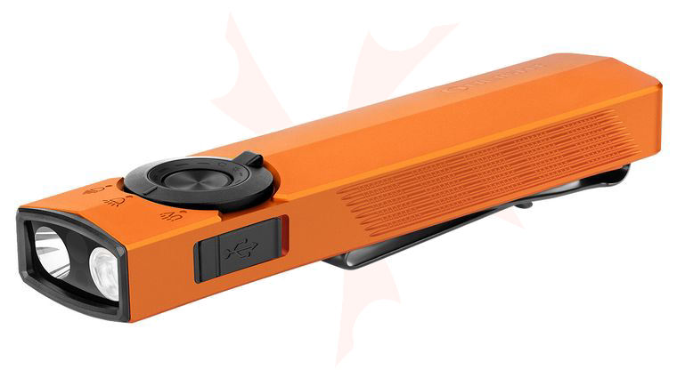Olight ArkPro Rechargeable Cool White LED and UV Flat Flashlight, Orange, 1500 Max Lumens, Class 3R Green Laser