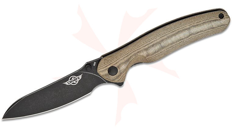 Oknife Drever Flipper Knife 3.49 inch Black Stonewashed N690 Sheepsfoot Blade, OD Green Micarta Handle