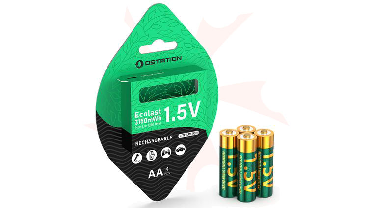 Olight Ostation Ecolast 1.5V Smart Rechargeable AA Lithium-ion Battery (4 Pack)