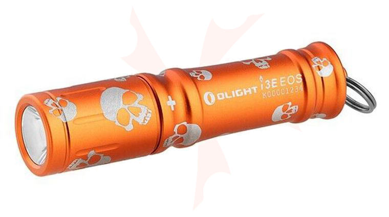 Olight i3E EOS Orange Skull Keychain LED Flashlight, 90 Max Lumens