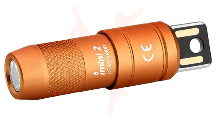 Olight iMini 2 Rechargeable Keychain LED Flashlight, Orange, 50 Max Lumens