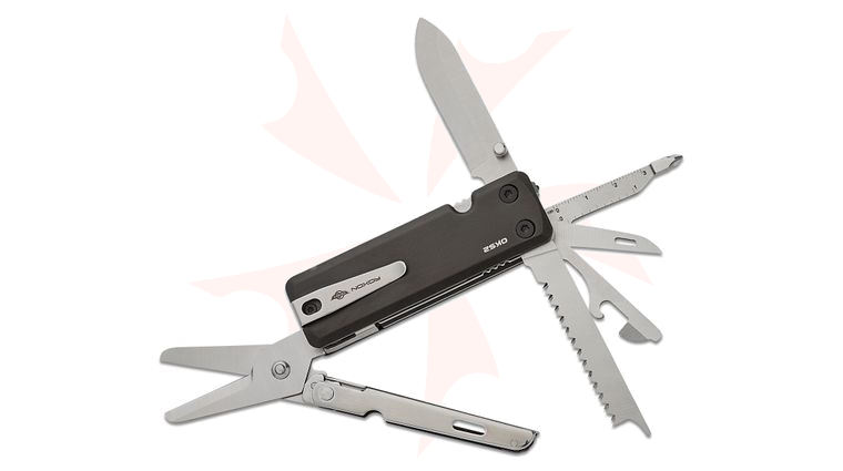 Oknife OKS2 13-Function Multitool 3.4 inch Closed, Black Aluminum Alloy Handles