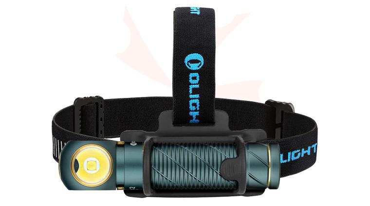 Olight Perun 2 Dream Blue Right-Angle Rechargeable LED Flashlight with Headlamp Headband Included, 2500 Max Lumens (1 x 21700)