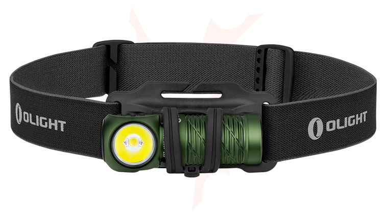 Olight Perun 2 Mini OD Green Right-Angle Rechargeable LED Flashlight with Headlamp Headband Included, Neutral White, 1100 Max Lumens