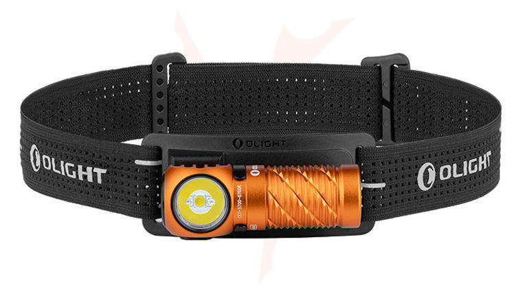 Olight Perun 3 Mini Cool White Right-Angle Rechargeable LED Flashlight with Headlamp Headband Included, Orange, 1,250 Max Lumens