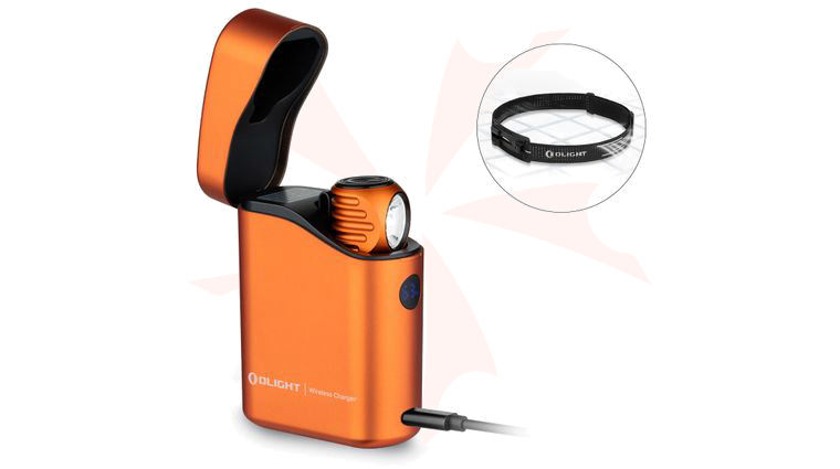 Olight Perun 3 Mini Premium Edition Right-Angle Rechargeable LED Flashlight with Headlamp Headband Included, Orange, 1,250 Max Lumens