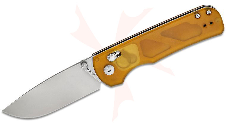 Oknife Rubato 4 Rail Lock Folding Knife 3.04 inch CPM-S35VN Bead Blasted Drop Point Blade, Yellow Polyetherimide PEI Handles