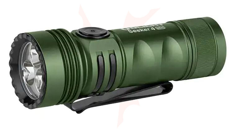 Olight Seeker 4 Mini Rechargeable Neutral White LED Flashlight with UV Light, OD Green, 1200 Max Lumens