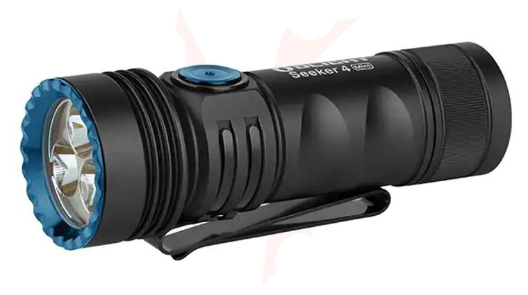 Olight Seeker 4 Mini Rechargeable Cool White LED Flashlight with UV Light, Black, 1200 Max Lumens