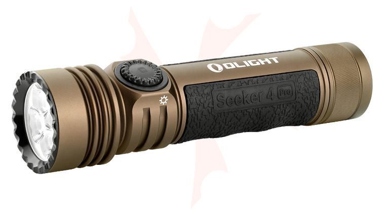 Olight Seeker 4 Pro Rechargeable Cool White LED Flashlight, Desert Tan, 4600 Max Lumens