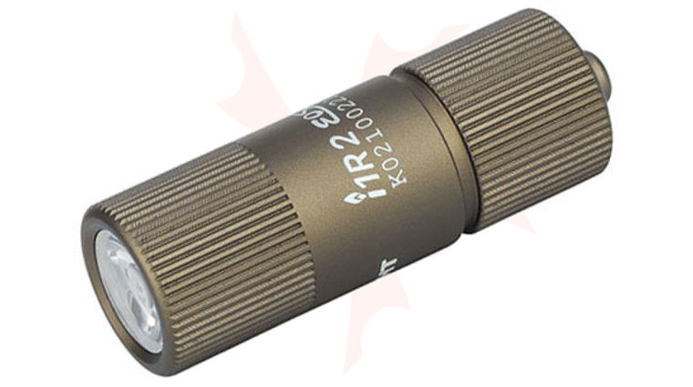 Olight i1R 2 EOS Rechargeable Keychain LED Flashlight With Charging Cable, 150 Max Lumens, Desert Tan