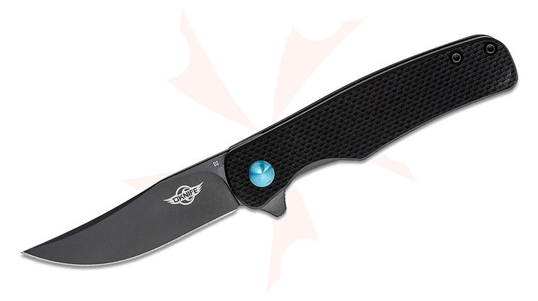 Oknife Mini Chital Flipper Knife 2.75 inch D2 Black Clip Point Blade, Black G10 Handle
