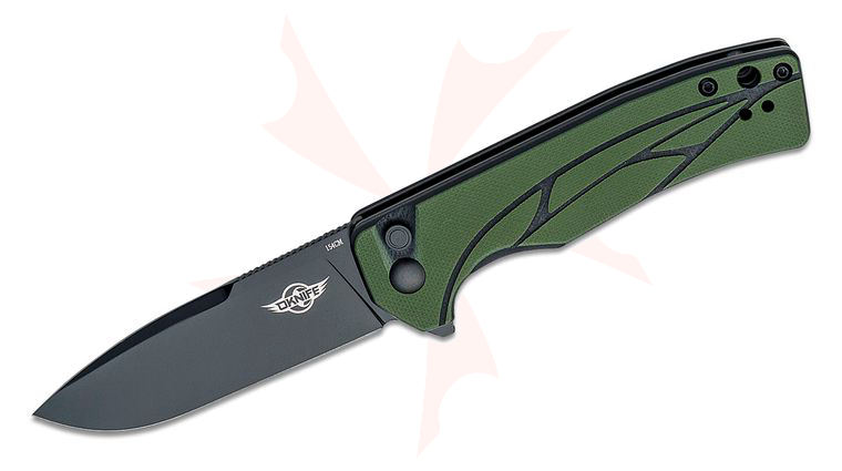 Oknife Mettle Flipper Knife 3.24 inch 154CM Black Drop Point Blade, OD Green G10 Handles