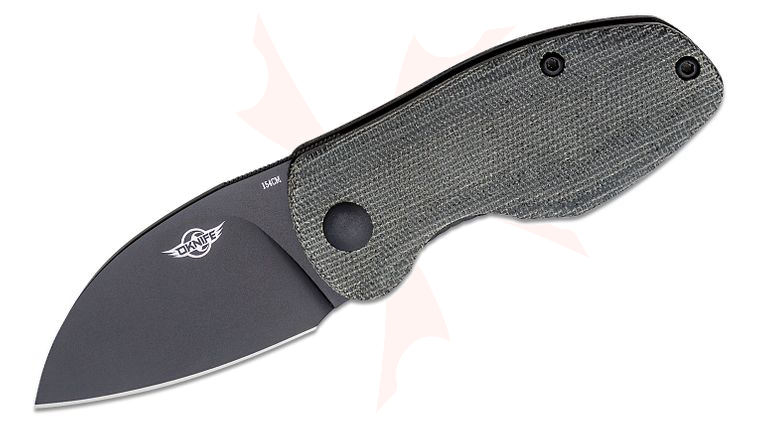 Oknife Parrot Compact Front Flipper Knife 2.6 inch Black 154CM Sheepsfoot Blade, Black Micarta Handles