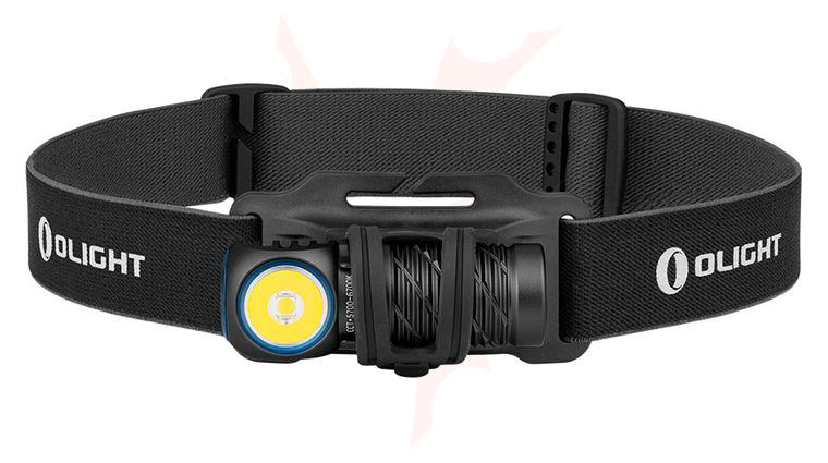 Olight Perun 2 Mini Black Right-Angle Rechargeable Cool White LED Flashlight with Headlamp Headband Included, 1100 Max Lumens