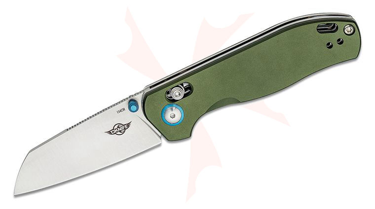 Oknife Rubato 2 Rail Lock Folding Knife 2.93 inch Satin 154CM Sheepsfoot Blade, OD Green Aluminum Handles