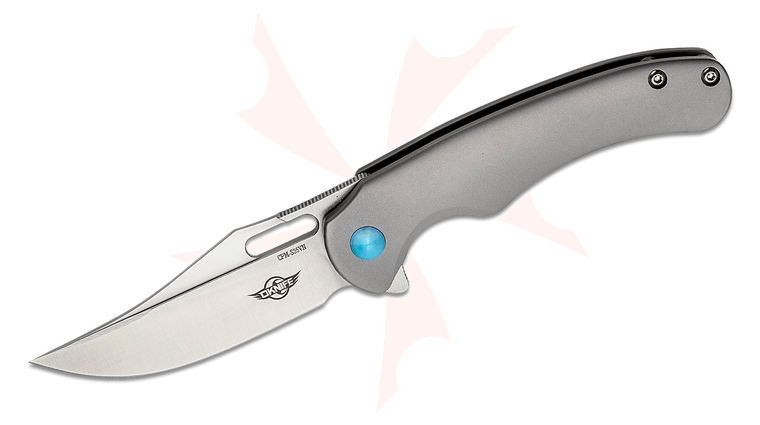 Oknife Splint Flipper Knife 2.97 inch CPM-S35VN Satin Clip Point Blade, Gray Titanium Handles
