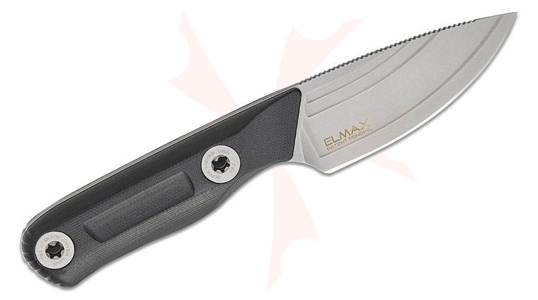 Olive Knife Left Handed Venari Pocket Fixed Blade Knife 2.89 inch Bohler Elmax Stonewashed Drop Point Blade, Contoured Black G10 Handles with Stainless Fasteners, Left-Hand Kydex Sheath