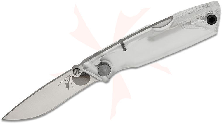Ontario OKC Ice Series Wraith Lightweight Folding Knife 2.6 inch Satin Plain Blade, Clear Plastic Handles