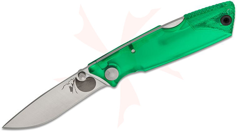 Ontario OKC Ice Series Terrain Wraith Lightweight Folding Knife 2.6 inch Satin Plain Blade, Clear Green Plastic Handles