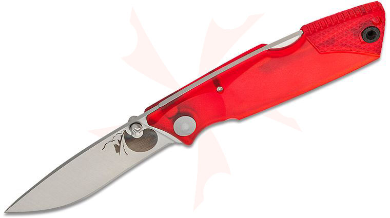 Ontario OKC Ice Series Fire Wraith Lightweight Folding Knife 2.6 inch Satin Plain Blade, Clear Red Plastic Handles
