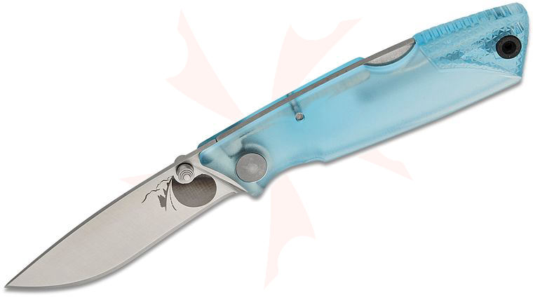 Ontario OKC Ice Series Glacier Wraith Lightweight Folding Knife 2.6 inch Satin Plain Blade, Clear Blue Plastic Handles