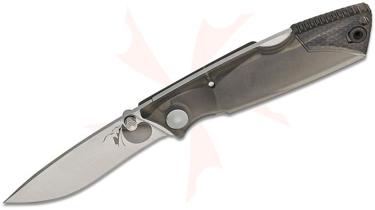 Ontario OKC Ice Series Smoke Wraith Lightweight Folding Knife 2.6 inch Satin Plain Blade, Clear Black Plastic Handles